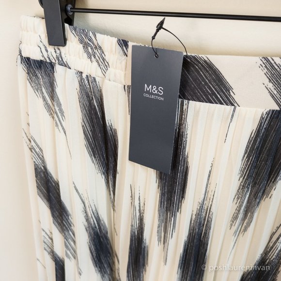 M&S Collection Printed Pleated Maxi Skirt  *NWT* – Size US 8 Tall - Picture 6 of 16